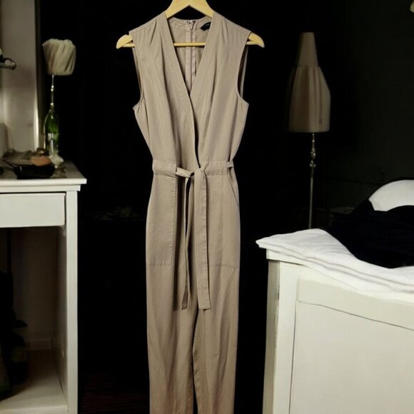 BCBGMaxAzria Ridley Khaki Asymmetric Jumpsuit - Beautiful - Picture 1 of 13
